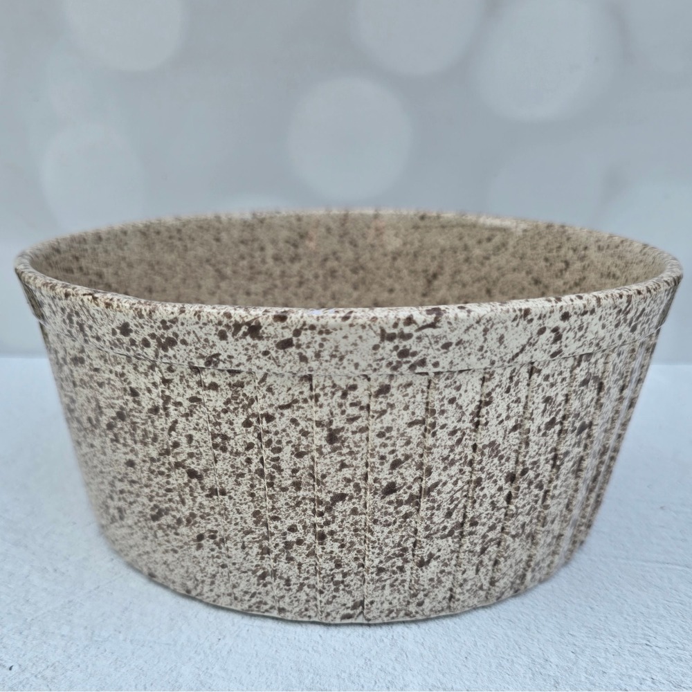 Vintage USA Ovenware EN133 Speckled Brown Stoneware Ribbed Round Baking Dish 9in
